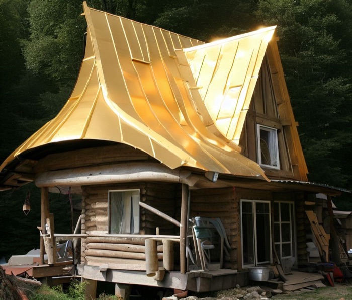 The golden roof on a shack
